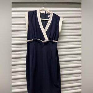 Calvin Klein Navy and Cream Midi Dress Size 10